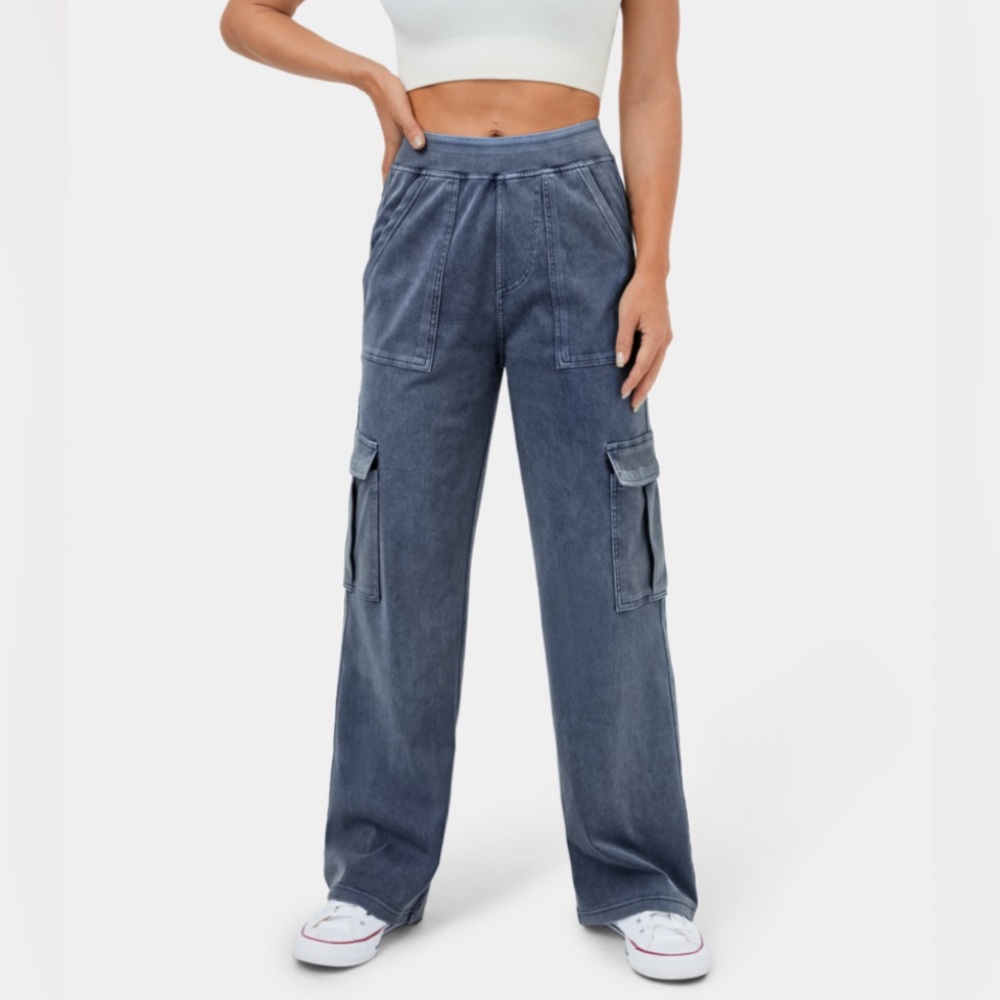 HalaraMagic™ Mid Rise Straight Leg Stretchy Knit Casual Cargo Jeans